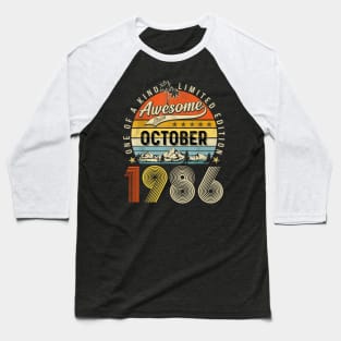 Awesome Since October 1986 Vintage 37th Birthday Baseball T-Shirt